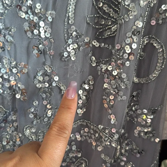 Elegant Gray Mesh Sequin Top - Picture 4 of 5